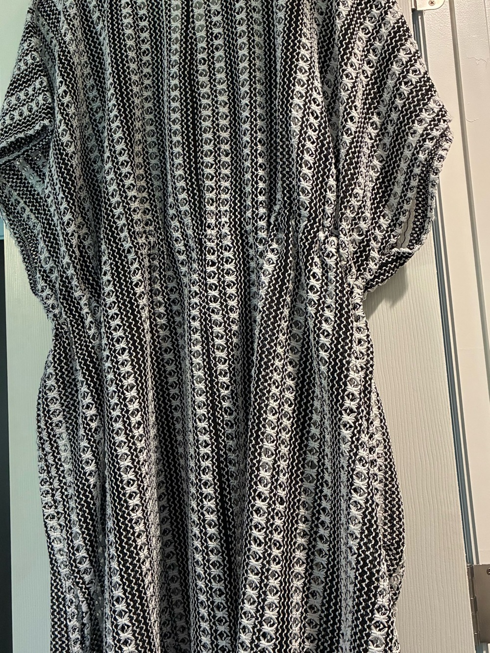 Serra Black and White Striped Beach Cover-up with Tassel Tie - Picture 5 of 5